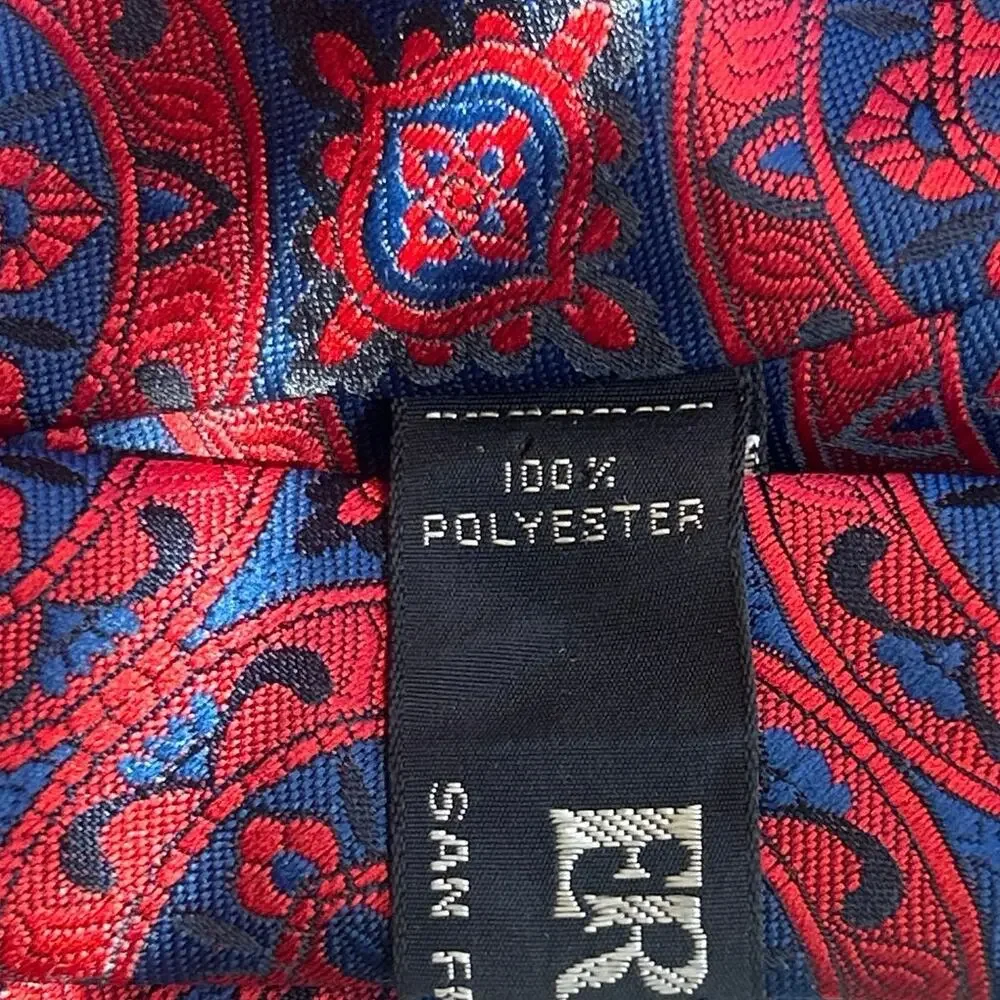 Vtg Necktie Ernst San Francisco Union EX Wide vibrant red/blue/medallion pattern